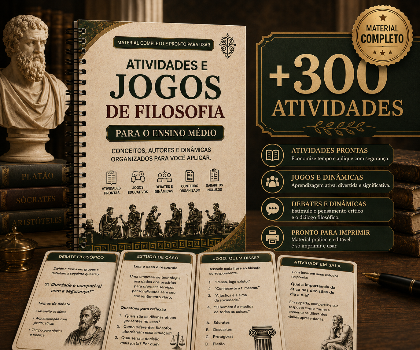 Arte promocional do produto +300 atividades e jogos de Filosofia